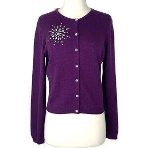NWT Moda International Silk Cashmere Lycra Embellished Cardigan Sweater